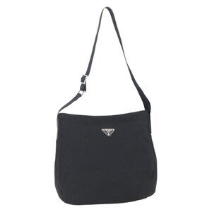 Authentic PRADA Shoulder Bag Nylon Black Silver